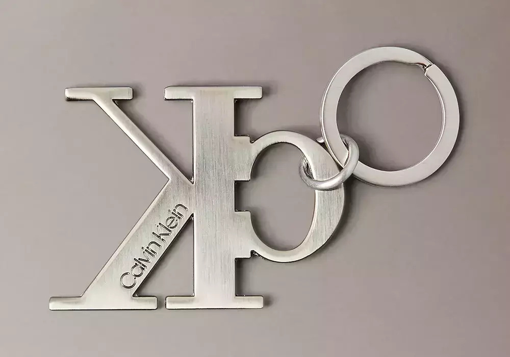 Calvin Klein Silver Keychain $75 Calvin Klein Men Gray Silver Leather Key Fob Keyfob  main image 4