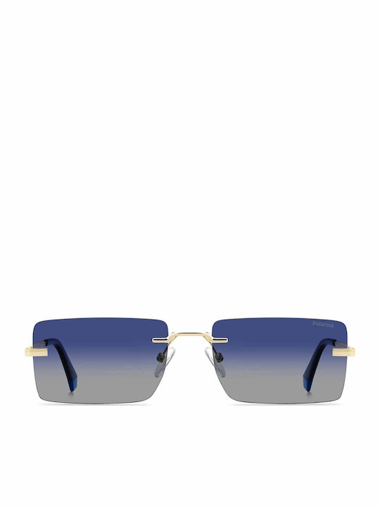 Polaroid Men's Sunglasses with Gold Metal Frame and Blue Polarized Lens PLD6245/S LKS/Z7