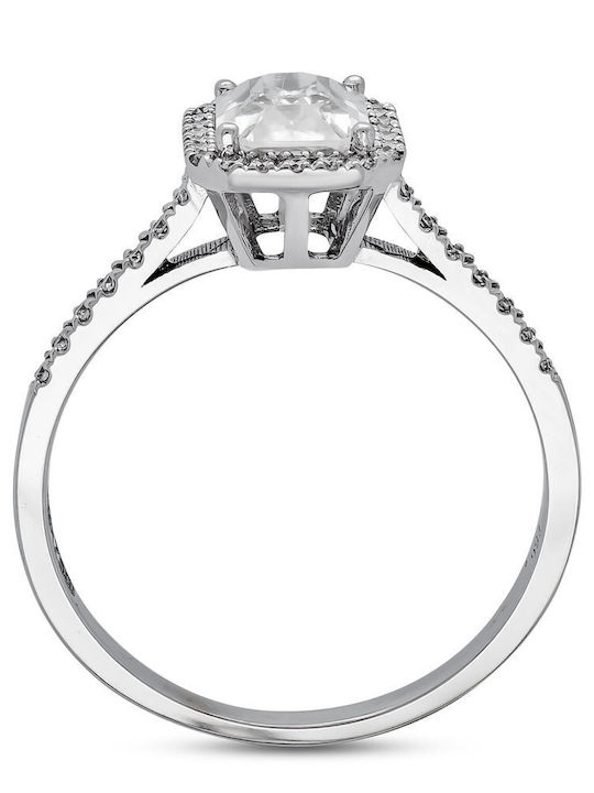 Kiriakos Gofas Single Stone Ring From 18K White Gold Kiriakos Gofas Single Stone Ring From 18K White Gold