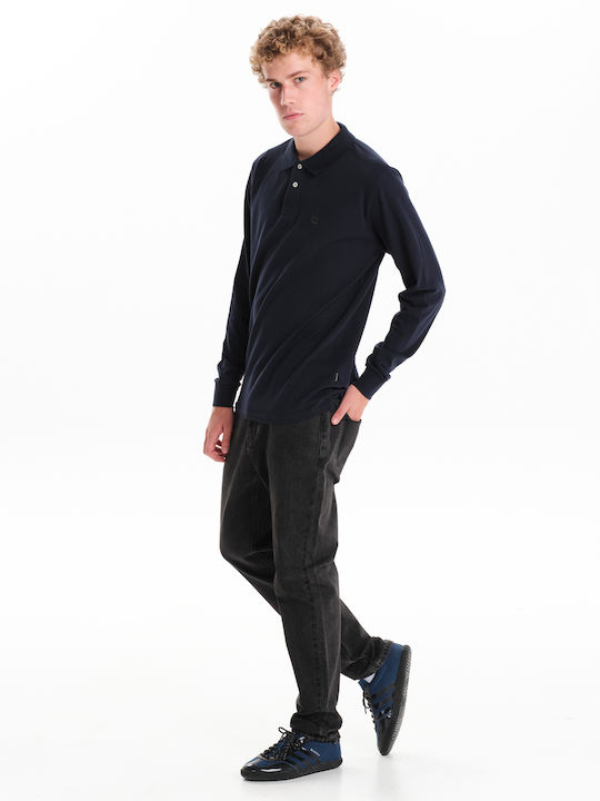Polo Langarmbluse Marineblau