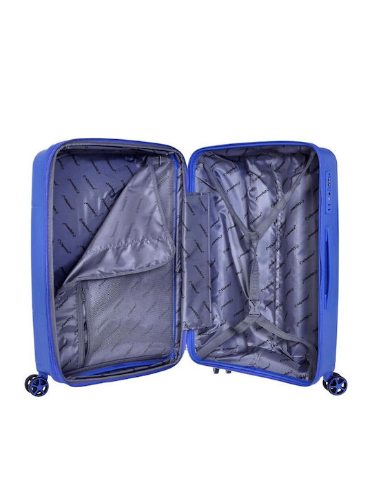 Diplomat Large The New York Collection Large Hard Blue Suitcase With 4 Wheels Height 74cm