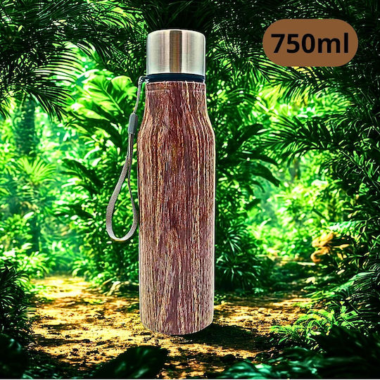 Uncle George Bottle Thermos Stainless Steel BPA Free 750ml Wood Effect