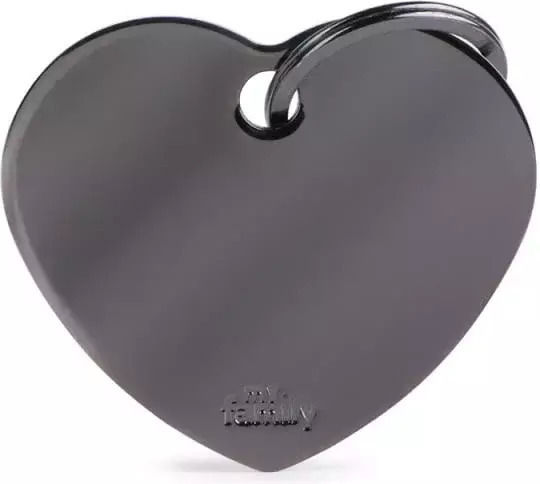 Dog ID Tag My Family Gunmetal Heart Small Myfamily