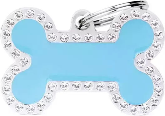 Dog ID Tag My Family Glam Bone Light Blue Small Myfamily
