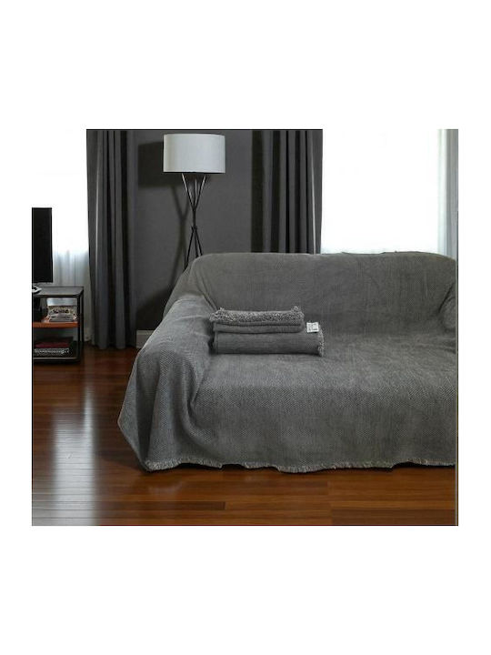 Linea Home Armchair Throw Chenille 180x160cm Grey