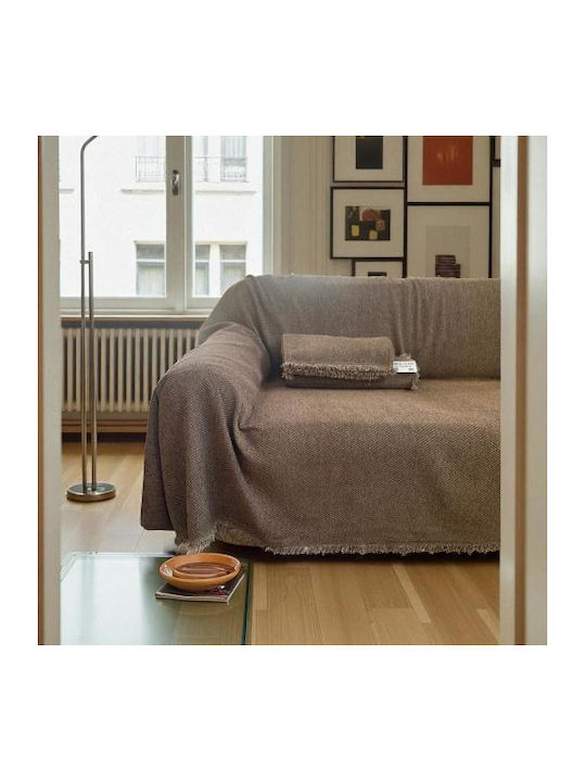 Linea Home Three-Seater Sofa Throw Chenille 180x300cm Mocha
