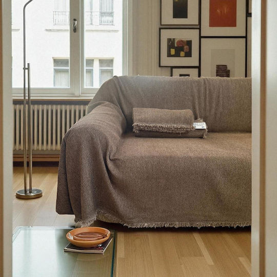 Linea Home Four-Seater Sofa Throw Chenille 180x320cm Mocha