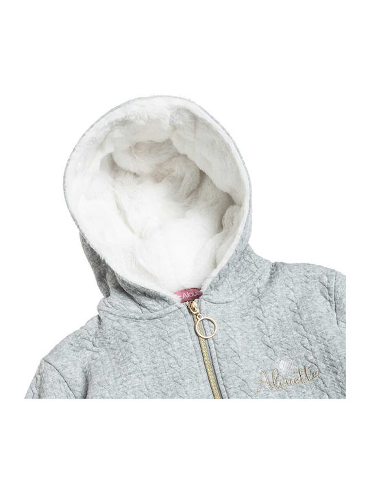 Kids Sweatshirt Cardigan Fur with Hood Gray