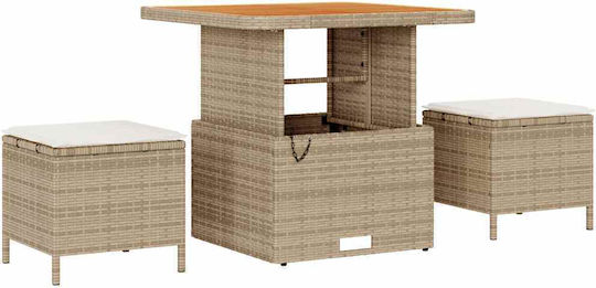 vidaXL Garden & Outdoor Furniture Set Living Room 9 Pieces Beige with Pillows