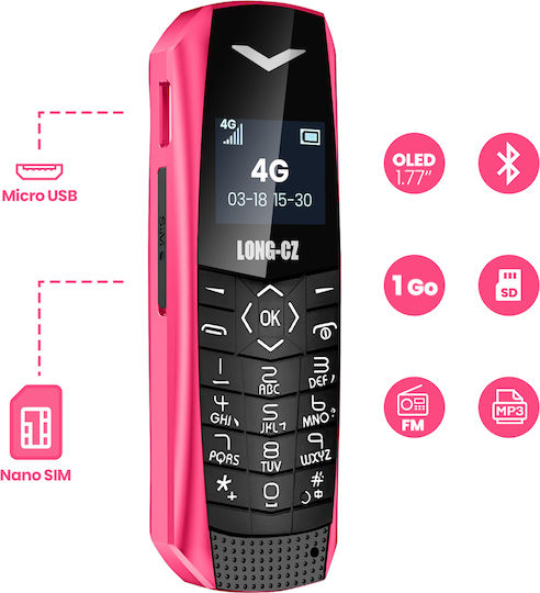 Avizar Long CZ S60 Einzel-SIM (1GB/64GB) Handy mit Tasten Fuchsie