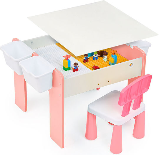 Set Masă cu Scaune pentru Copii pentru Desen Roz