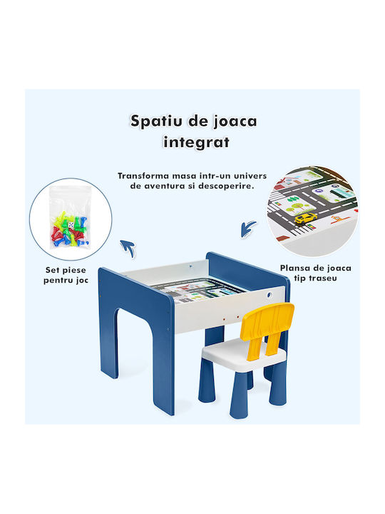 Set Masă cu Scaune pentru Copii pentru Desen Albastru