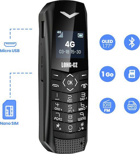 Avizar Long CZ S60 Single SIM (1GB/64GB) Mobile with Buttons Black