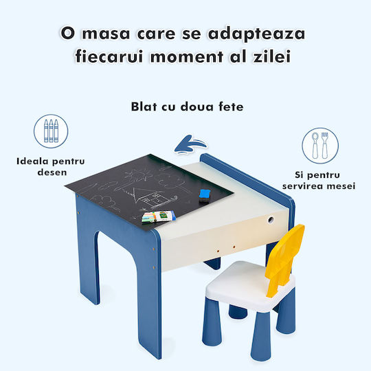 Σετ Παιδικό Τραπέζι με Καρέκλες για Ζωγραφική Μπλε