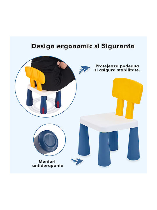 Set Masă cu Scaune pentru Copii pentru Desen Albastru