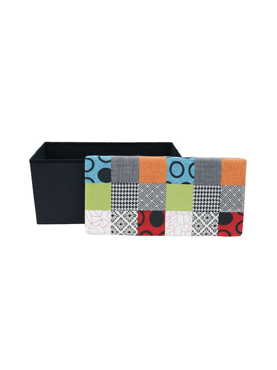Klappbarer Bankhocker Mit Stauraum Bezogen Mit Stoff Mehrfarbige Patchwork 76x38x38cm