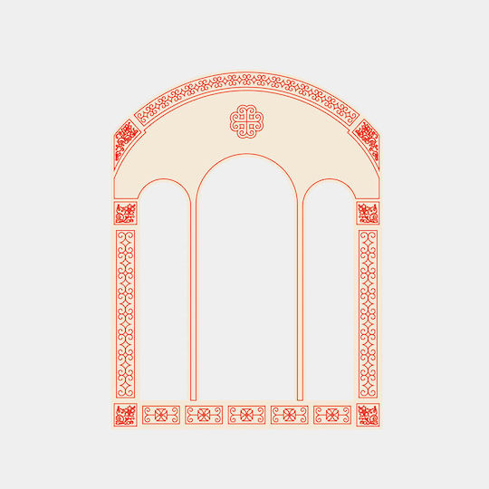 Large Straight Iconostasis Hook Series 40 Traditional 69.5 X 47 X 11