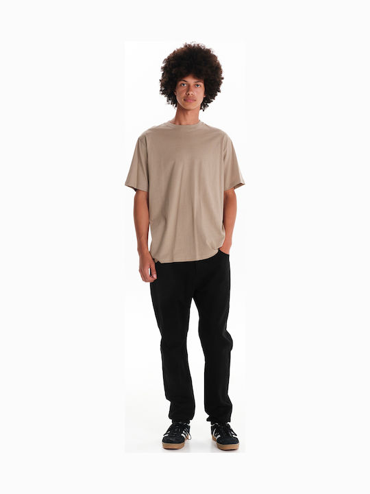 Ανδρικό Παντελόνι Τζιν Ελαστικό Regular Tapered Fit Μαύρο