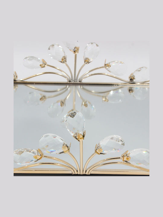 Keskor Metallic Rectangular Decorative Tray with Mirror 33x22x10cm