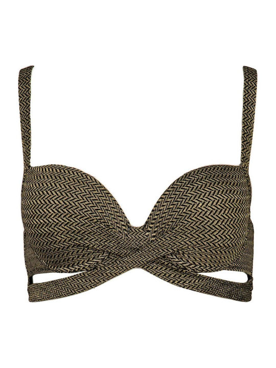 Padded Underwire Bikini Bra with Adjustable Straps Beige