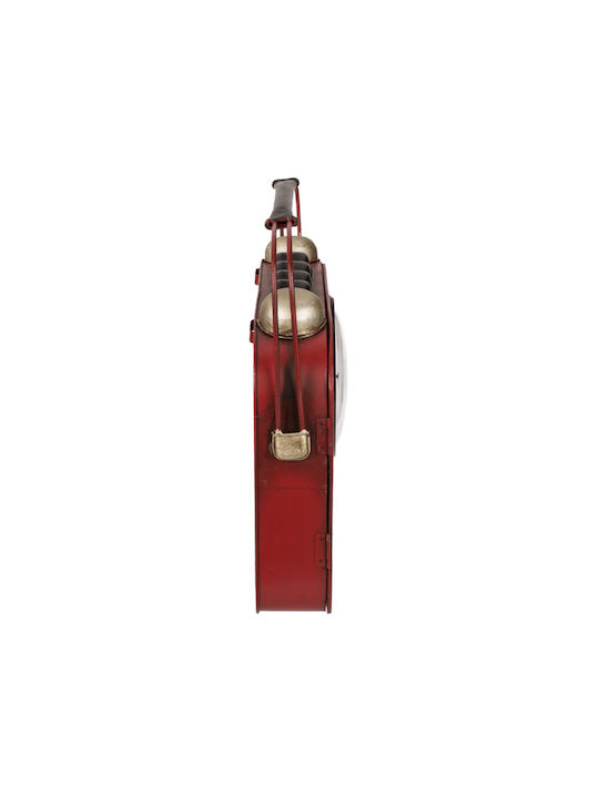 Out Blue Metallic Wall Key Hook Vintage Shape Red Radio 6 Hooks Clock 19x8.5x22cm 144392