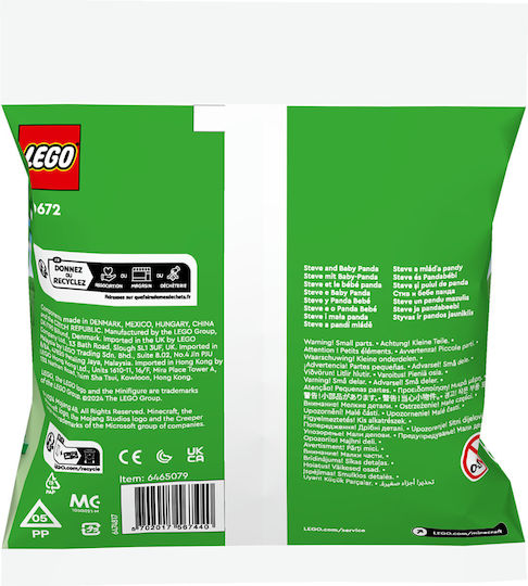 LEGO Minecraft Steve & Baby Panda για 6+ Ετών