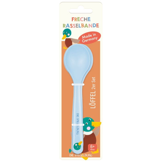 Die Spiegelburg Baby Set with Duck Spoons Made of Plastic for 12+ Months Light Blue 2 Pieces