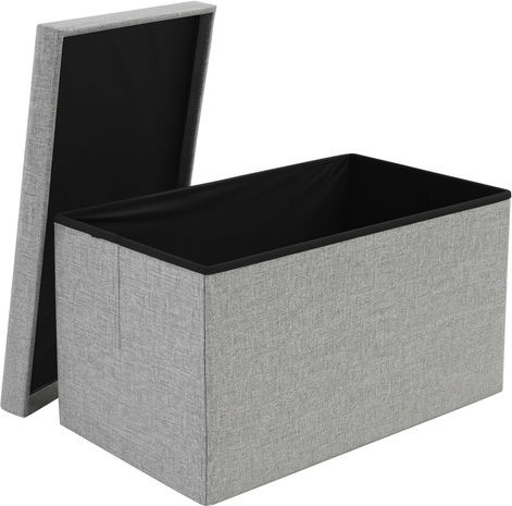 Taburet Pliabil cu Spațiu de Depozitare Tapițat cu Țesătură Gri 76x38x38cm