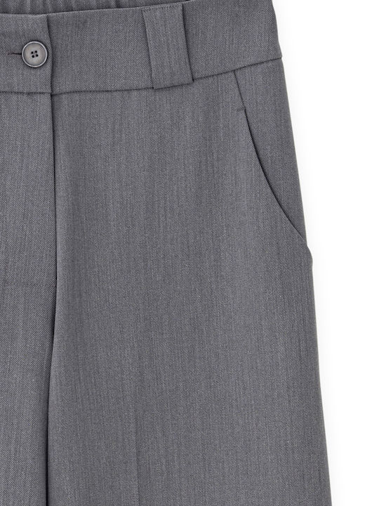 Women's Fabric Trousers with Elastic Grey