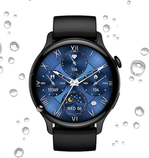 Smartwatch New Style Collection Idealstore Ecran HD AMOLED de 1,43 inch Apel Bluetooth Gestionare Mesaje NFC Monitorizare Ritm Cardiac Somn Asistent Vocal Difuzor Încorporat Microfon IP67 Android-iOS Baterie de Lungă Durată Ediție Neagră