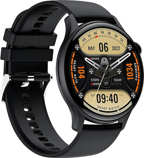Smartwatch New Style Collection Idealstore Ecran HD AMOLED de 1,43 inch Apel Bluetooth Gestionare Mesaje NFC Monitorizare Ritm Cardiac Somn Asistent Vocal Difuzor Încorporat Microfon IP67 Android-iOS Baterie de Lungă Durată Ediție Neagră