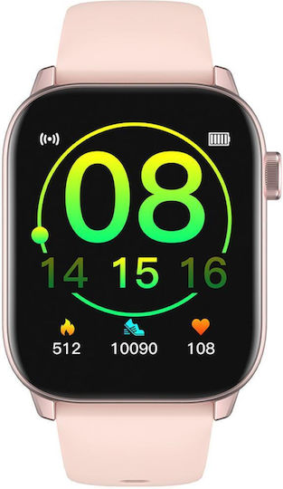 Ikeo+ Smartwatch Fitness Bracelet From Idealstore Metal Alloy Multisport Functions Blood Pressure Monitoring Oxygen Monitoring App Notifications Sleep Monitor Pedometer Ip68 Water Resistant Pink Color