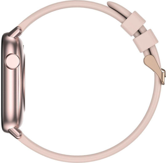 Ikeo+ Smartwatch Fitness Bracelet From Idealstore Metal Alloy Multisport Functions Blood Pressure Monitoring Oxygen Monitoring App Notifications Sleep Monitor Pedometer Ip68 Water Resistant Pink Color