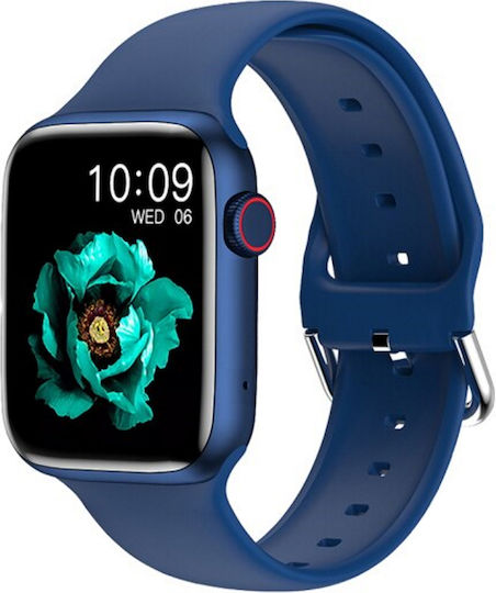 Smartwatch Idealstore I Watch S6 Full Touch Screen Curved 2.5d Screen Call Function Built-in Speaker Microphone Multi-sport Function Heart Rate Sensor Pedometer Sleep Monitor Blue Color