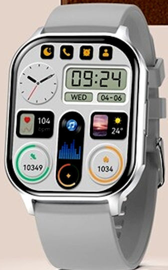 Xiawatch Smartwatch Idealstore Ecran Amoled HD Apelare Bluetooth NFC Asistent Vocal Monitorizare Sănătate Aplicație Piața de Acțiuni Test de Respirație și Stres Respingere Apeluri Mod Multi-sport Silicon Gri