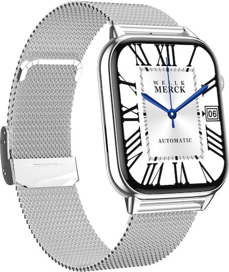 Star Collection Smartwatch Idealstore 1.85 Inch Touch Screen Nfc Call Message Notifications Via Bluetooth Heart Rate Sleep Monitoring Built-in Speaker Microphone Ip67 Alarm Android-ios Metal Silver