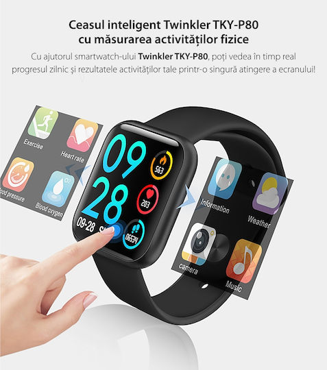 Idealpro Max8.0 Black Smartwatch Fitness Bracelet Blood Pressure Heart Rate Monitoring Sleep Monitoring Oxygen Level Call Sms Notifications Along A Black Silicone Strap
