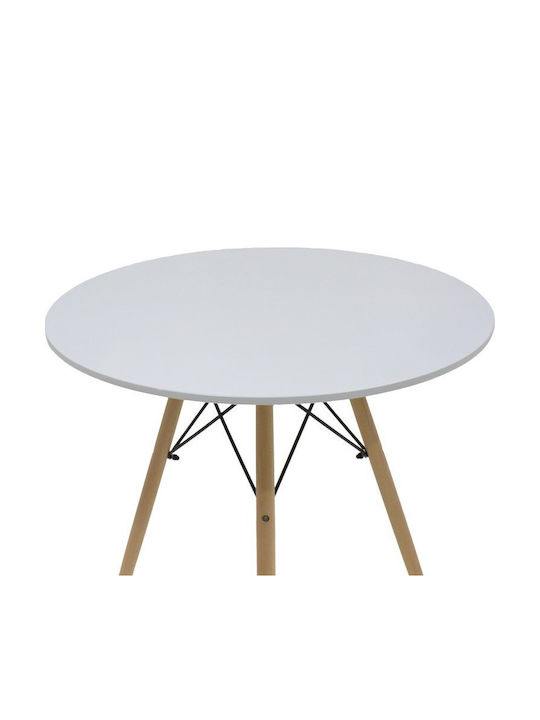 Julita Rund Tisch Küche Holz White, Natural Shade 80x80x73cm