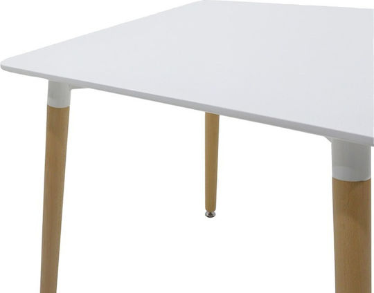 Natali Square Table Dining Room Wooden White, Natural Shade 80x80x76cm