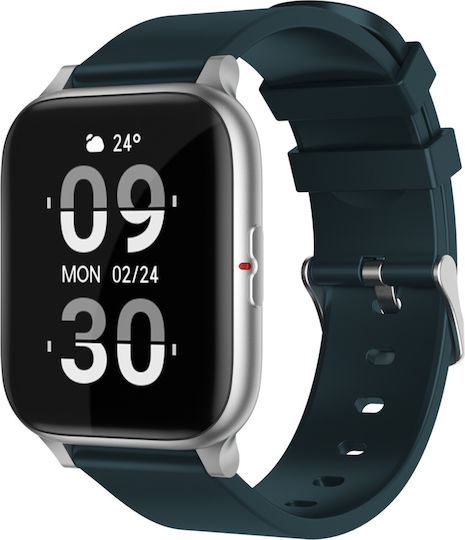 Zerofit Smartwatch Ultra Slim 1.7" Monitorizare Ritm Cardiac Tensiune Arterială 24/7 Notificări Apeluri Mesaje Multi-sport Durată Mare a Bateriei Rezistent la Apă Argintiu Verde
