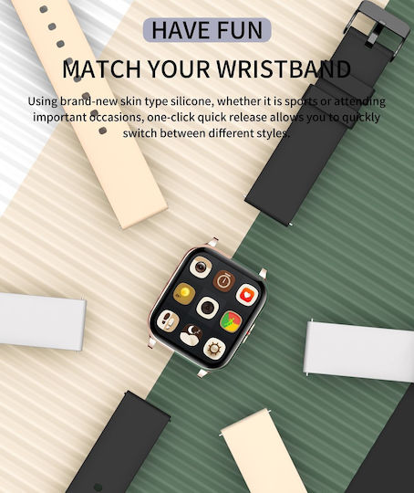 Zerofit Smartwatch Ultra Slim 1.7" Monitorizare Ritm Cardiac Tensiune Arterială 24/7 Notificări Apeluri Mesaje Multi-sport Durată Mare a Bateriei Rezistent la Apă Argintiu Verde