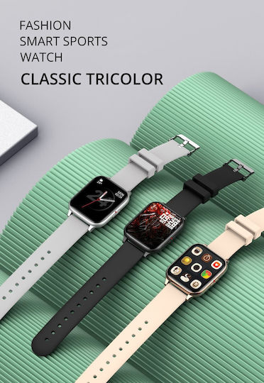 Zerofit Smartwatch Ultra Slim 1.7" Monitorizare Ritm Cardiac Tensiune Arterială 24/7 Notificări Apeluri Mesaje Multi-sport Durată Mare a Bateriei Rezistent la Apă Argintiu Verde
