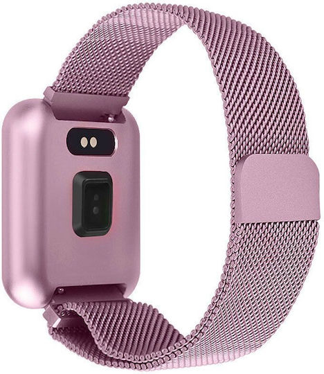 Idl Prestige 68 Smartwatch Metal Bracelet 1.3 Inch Ips Color Touch Display Heart Rate Monitoring Blood Pressure Magnetic Charging Bluetooth 4.0 Android 4.4 Ios 9.0 Pink Color