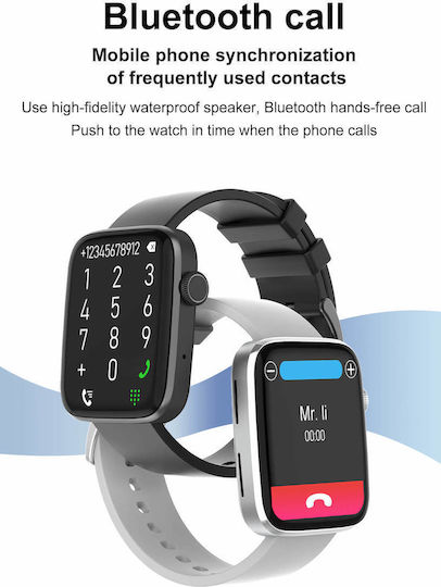 Smartwatch Idealstore Sportapple Echipat cu Difuzor Microfon Apeluri Telefonice Urmărire GPS Mod Multi-sport Senzor Ritm Cardiac Tensiune Arterială Nivel Oxigen Ecran Curbat Curea Metalică Argintie