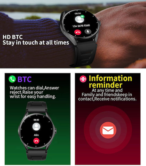 Delta Pro Smartwatch Idealstore 1.43" Amoled Touch Screen Android iOS Speaker Bluetooth Call Alarm Weather Voice Assistant Fitness Tracker Women's Function Heart Rate Monitor Blood Pressure Monitor SpO2 Oximeter Multi-Sport Black