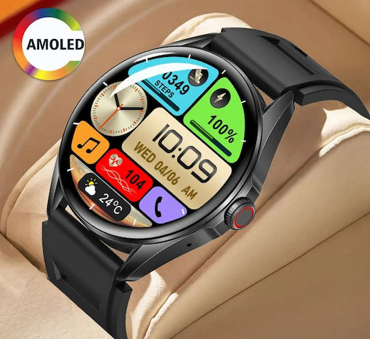 Delta Pro Smartwatch Idealstore 1.43" Amoled Touch Screen Android iOS Speaker Bluetooth Call Alarm Weather Voice Assistant Fitness Tracker Women's Function Heart Rate Monitor Blood Pressure Monitor SpO2 Oximeter Multi-Sport Black
