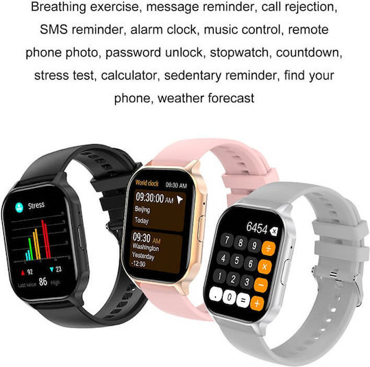 Xiawatch Smartwatch Idealstore Ecran Amoled HD Apelare Bluetooth NFC Asistent Vocal Monitorizare Sănătate Aplicație Piața de Acțiuni Test de Respirație Stres Respingere Apel Mod Multi-sport Silicon Roz