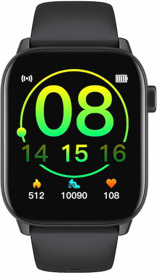 Brățară Fitness Smartwatch Idealstore Ikeo+ Fabricată din Aliaj Metalic Funcții Multisport Monitorizare Tensiune Arterială Monitorizare Oxigen Notificări Aplicații Monitorizare Somn Pedometră Rezistent la Apă Ip68 Culoare Neagră