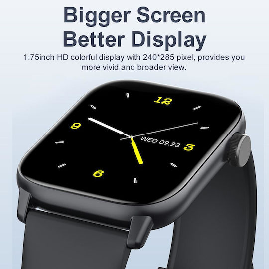 Brățară Fitness Smartwatch Idealstore Ikeo+ Fabricată din Aliaj Metalic Funcții Multisport Monitorizare Tensiune Arterială Monitorizare Oxigen Notificări Aplicații Monitorizare Somn Pedometră Rezistent la Apă Ip68 Culoare Neagră