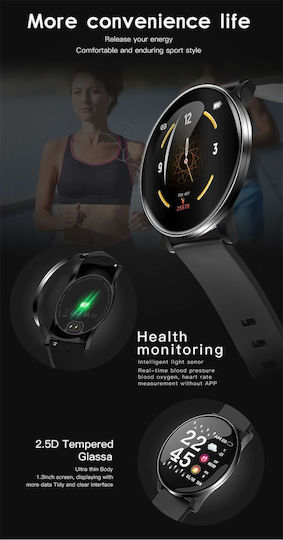 Smartwatch Fitness Bracelet 2in1 Bestproof Extra 8 Step Distance Monitoring Heart Rate Detection Anti-lost Function Weather Display Call Text Notifications Ip67 Waterproof Metallic Black